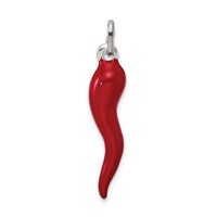Sterling Silver Red Enamel Italian Horn Pendant view 4