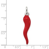 Sterling Silver Red Enamel Italian Horn Pendant view 3