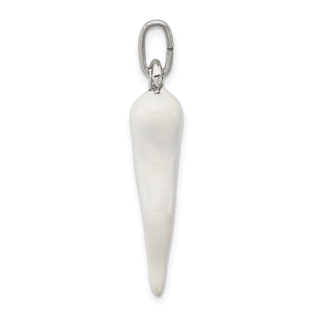 Sterling Silver White Enamel Italian Horn Pendant (QC6094)