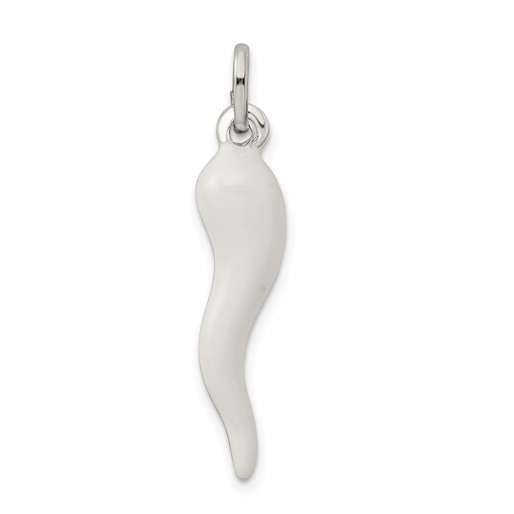 Sterling Silver White Enamel Italian Horn Pendant (QC6094)