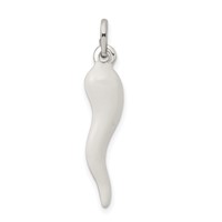 Sterling Silver White Enamel Italian Horn Pendant view 4