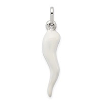 Sterling Silver White Enamel Italian Horn Pendant view 1