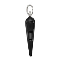 Sterling Silver Black Enameled 3-D Italian Horn Pendant view 2