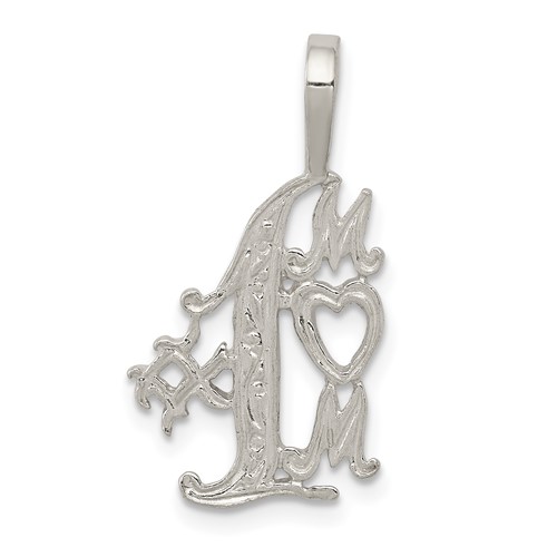 Sterling Silver Polished # 1 Mom Charm