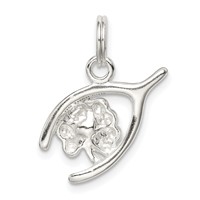 Sterling Silver Four Leaf Clover & Wishbone view 4