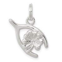 Sterling Silver Four Leaf Clover & Wishbone view 1