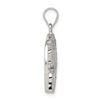 Sterling Silver Rhodium-plated Horse in Horseshoe CZ Pendant view 2