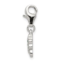 Sterling Silver Green Enameled Four Leaf Clover Charm with Lobster Clasp view 2