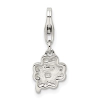 Sterling Silver Green Enameled Four Leaf Clover Charm with Lobster Clasp view 4