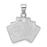 Sterling Silver Rhodium-plated Red and Black Enameled Royal Flush Pendant view 4