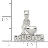 Sterling Silver I Love Music Pendant view 3