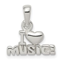 Sterling Silver I Love Music Pendant view 1