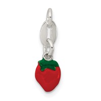 Sterling Silver Enameled Strawberry Charm view 1