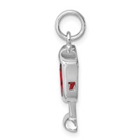 Sterling Silver Rhodium-plated Red CZ Wine Glass Charm view 2