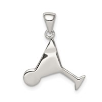 Sterling Silver Rhodium-plated and Hematite-plated Marcasite Red and Green Enameled Martini Pendant view 4