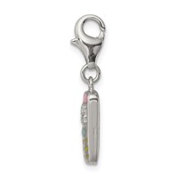 Sterling Silver Rhodium-plated Enameled and CZ Cell Phone Charm view 2