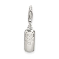Sterling Silver Rhodium-plated Enameled and CZ Cell Phone Charm view 4