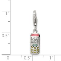 Sterling Silver Rhodium-plated Enameled and CZ Cell Phone Charm view 3