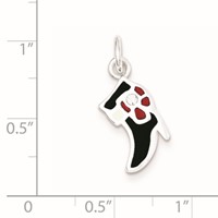 Sterling Silver Black & Red Enameled Boot Charm view 2