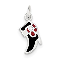 Sterling Silver Black & Red Enameled Boot Charm view 1