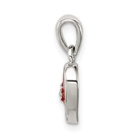 Sterling Silver Rhodium-plated Red Enamel Pendant with CZ Heart view 2