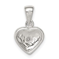 Sterling Silver Rhodium-plated Red Enamel Pendant with CZ Heart view 3