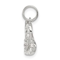 Sterling Silver Rhodium-plated CZ Interlocking Hearts Charm view 2