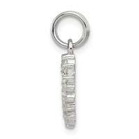 Sterling Silver Rhodium-plated CZ Heart Charm view 2