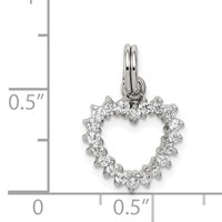 Sterling Silver Rhodium-plated CZ Heart Charm view 3