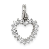 Sterling Silver Rhodium-plated CZ Heart Charm view 1