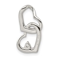 Sterling Silver Rhodium-plated CZ Hearts -Fits Up to 3mm Cubetto- Slide Pendant view 4
