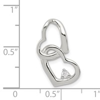Sterling Silver Rhodium-plated CZ Hearts -Fits Up to 3mm Cubetto- Slide Pendant view 3