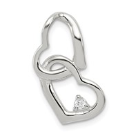 Sterling Silver Rhodium-plated CZ Hearts -Fits Up to 3mm Cubetto- Slide Pendant view 1