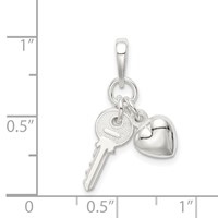 Sterling Silver Heart Charm with Key view 4