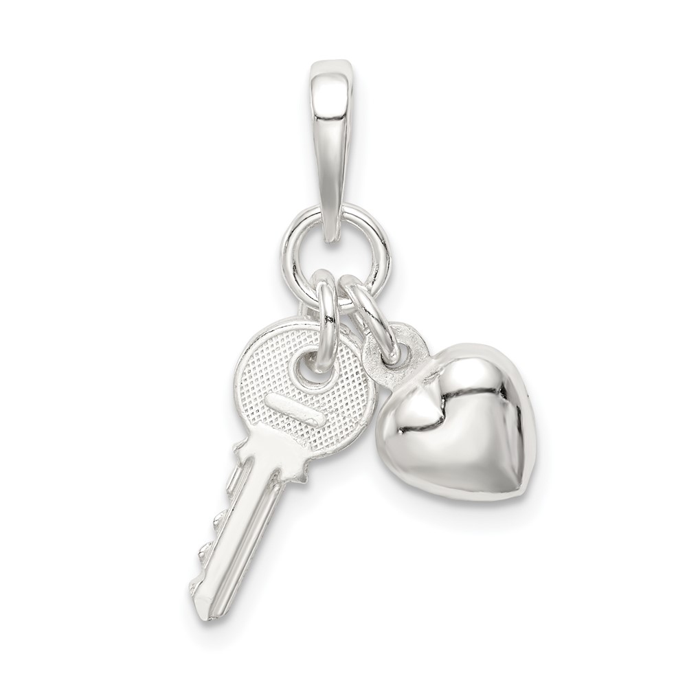 Sterling Silver Heart Charm with Key