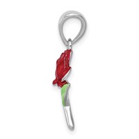 Sterling Silver Rhodium-platedEnamel Flower Charm view 2