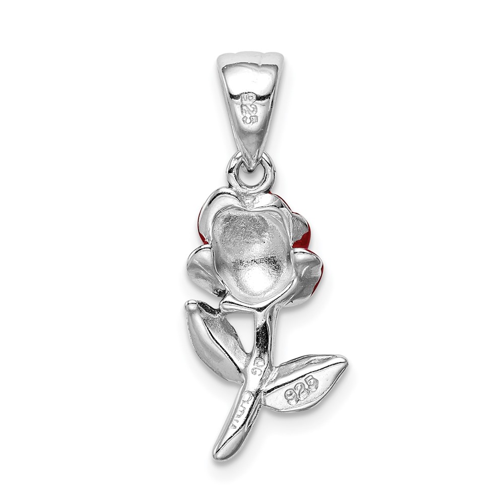 Sterling Silver Rhodium-platedEnamel Flower Charm (QC6208)
