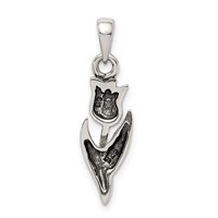 Sterling Silver Antiqued Tulip Pendant view 4