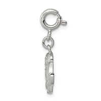 Sterling Silver Rhodium-plated Enameled Charm with CZ Elephant view 2