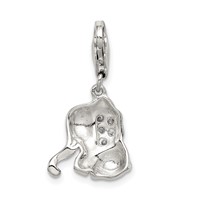 Sterling Silver Rhodium-plated Pink Enameled CZ Elephant Charm with Lobster Clasp view 4