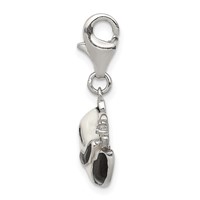 Sterling Silver Rhodium-plated CZ Enamel Panda Charm with Lobster Clasp view 2