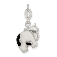 Sterling Silver Enameled Cow Charm view 4