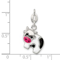 Sterling Silver Enameled Cow Charm view 3