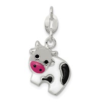 Sterling Silver Enameled Cow Charm view 1