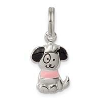 Sterling Silver Enameled Puppy Charm view 1