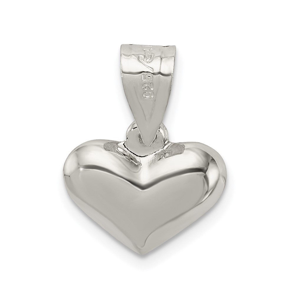 Sterling Silver Rhodium-plated Puffed Heart Charm (QC625)