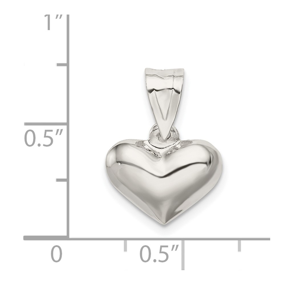 Sterling Silver Rhodium-plated Puffed Heart Charm (QC625)