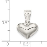 Sterling Silver Rhodium-plated 13mm Puffed Heart Charm view 4