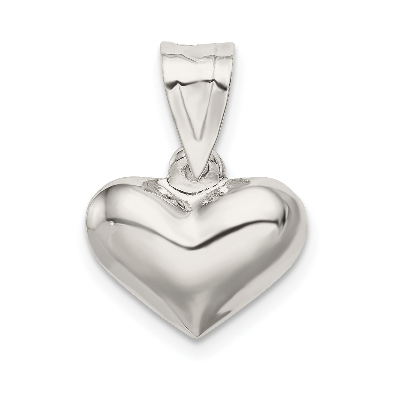 Sterling Silver Rhodium-plated Puffed Heart Charm (QC625)