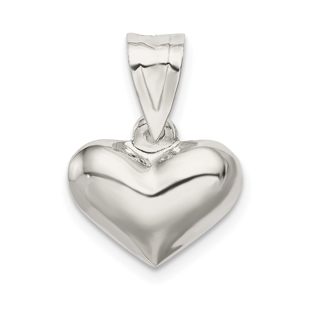 Sterling Silver Rhodium-plated Puffed Heart Charm (QC625)